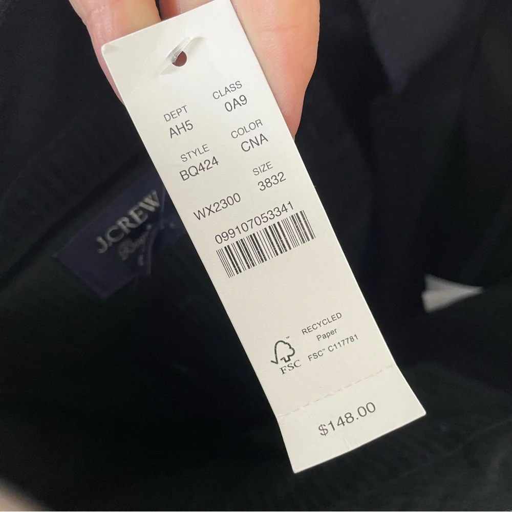 NEW J. Crew Classic Navy Bowery Slim Straight Wool Blend Dress Pant Size 38 x 32